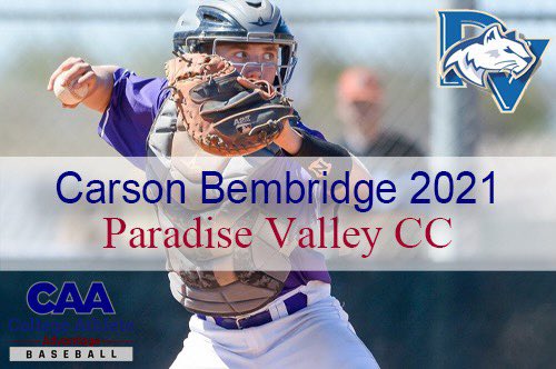 A big congratulations to CAA player <a href="/cbemzzz/">Carson Bembridge</a> as he commits to <a href="/PVCCBaseball/">PVCC Baseball</a> .  Carson is a high-character LHH catcher that pitchers will love to throw to. He has quiet hitting approach and projects to be a factor at the plate as well. Carson is in his senior year <a href="/QCHS_Baseball/">QCHS Baseball</a> .