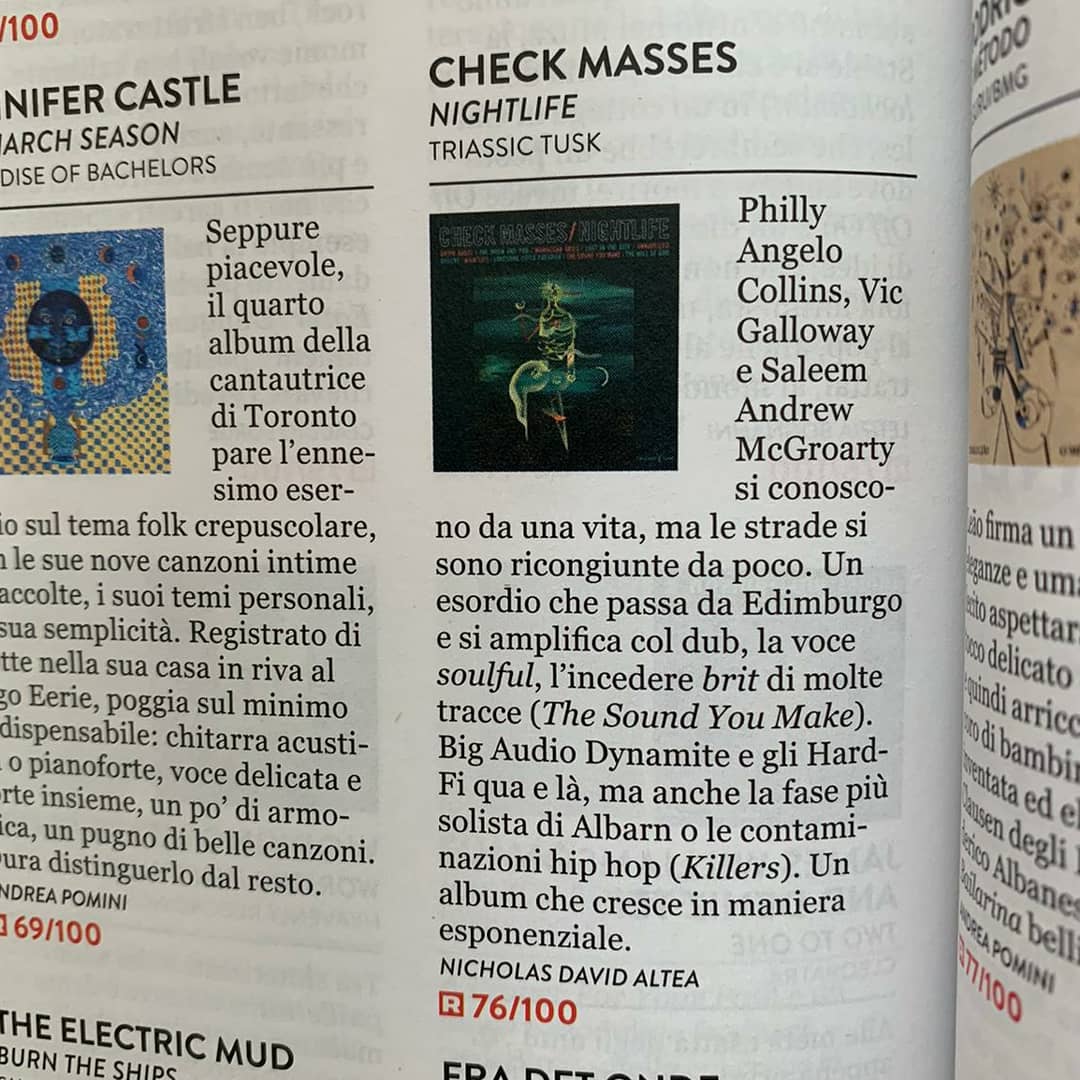 CheckMasses's tweet photo. Big up @NicholasD_Altea for a great review of NIGHTLIFE in the excellent @RumoreMagazine in Italy... Grazie Mille! ❤🔥💋 #checkmasses #newmusic #debutalbum #nightlife #triassictusk #triassictuskrecords #rumore #rumoremagazine #italy🇮🇹 #nicholasdavidaltea @TriassicTusk https://t.co/HUZI9dtZNM
