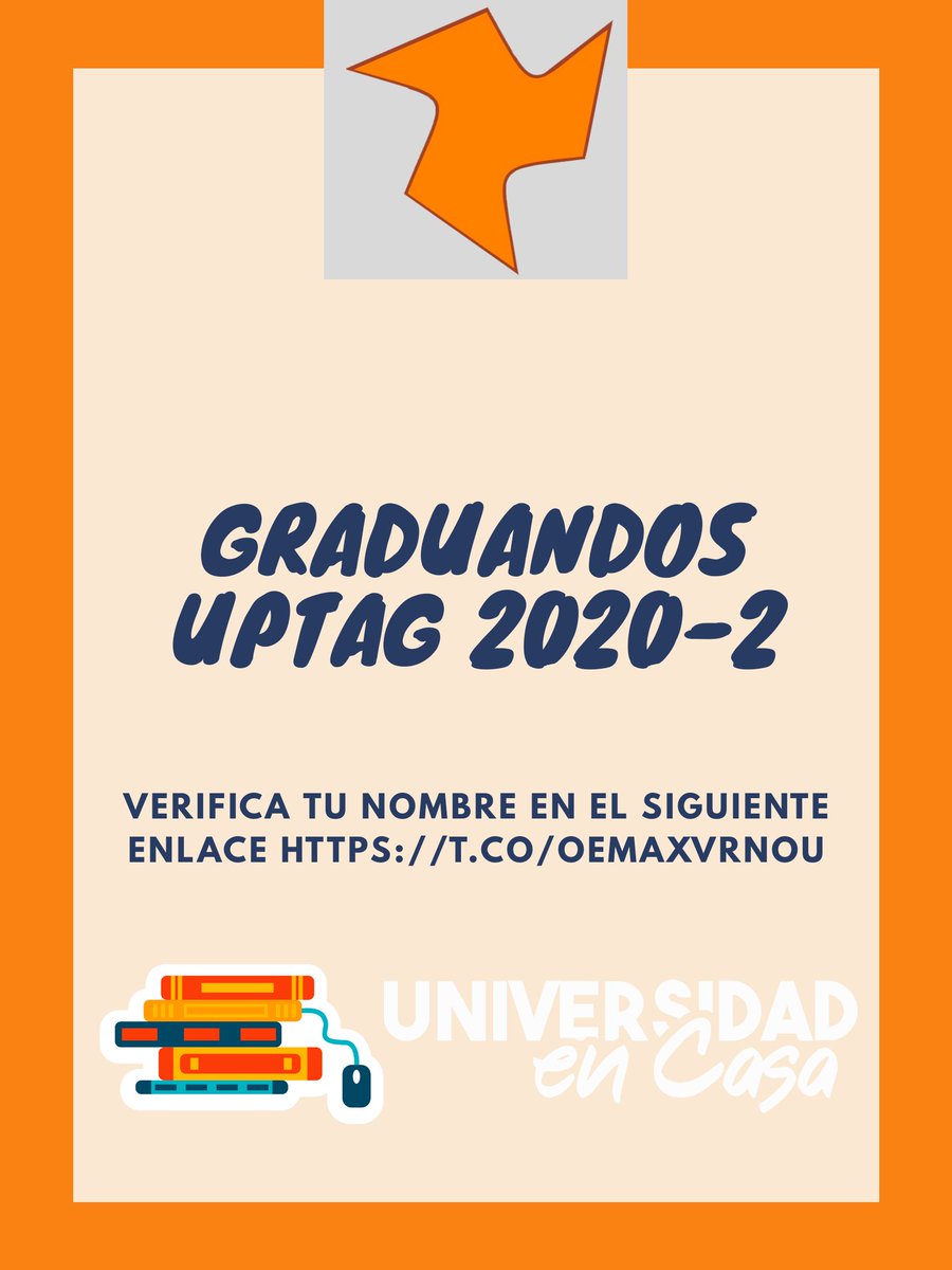 UPTAG_FALCON's tweet photo. #7NOV ¦ #UniversidadEnCasa
📢ATENCIÓN
.
Si eres graduando UPTAG 2020-2 verifica tus datos a través del siguiente enlace 👉 https://t.co/xsBnMGcNLL https://t.co/e2VXrM80Qg