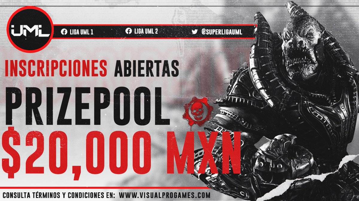 LigaUML's tweet photo. Las inscripciones de la #LigaUML #Regular de #Gears5 están abiertas ahora mismos!!! Subimos la bolsa a $20,000.00 MXN!!!

Inscribe a tu equipo ahora!!!

Liga UML Femenil: https://t.co/TzHdpiVZ7v
Liga UML Regular: https://t.co/Irv1lUGOOn https://t.co/uF3pPHhDmO