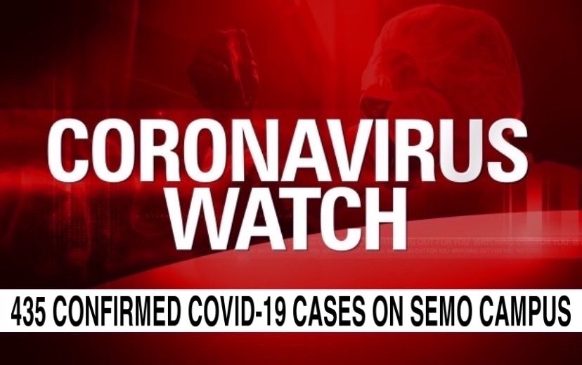 FacesSemo's tweet image. 435 CONFIRMED COVID-19 CASES now at Southeast Missouri State University.  The virus is spiking on SEMO Campus and should shutdown until the numbers start declining.  STAY HOME! 😷😷😷😷
semo.edu/sealerts/covid…