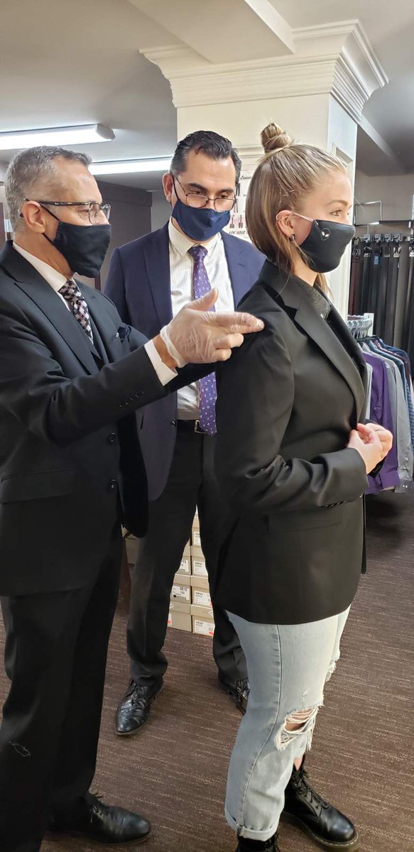 Some girls dream of sequins and dresses for prom and some dream of a perfectly tailored 3 piece black pinstripe suit. Thank to Fernando and Jack <a href="/MooresClothing/">Moores Clothing</a> in #Vancouver for helping my daugther today. You made the whole experience special.