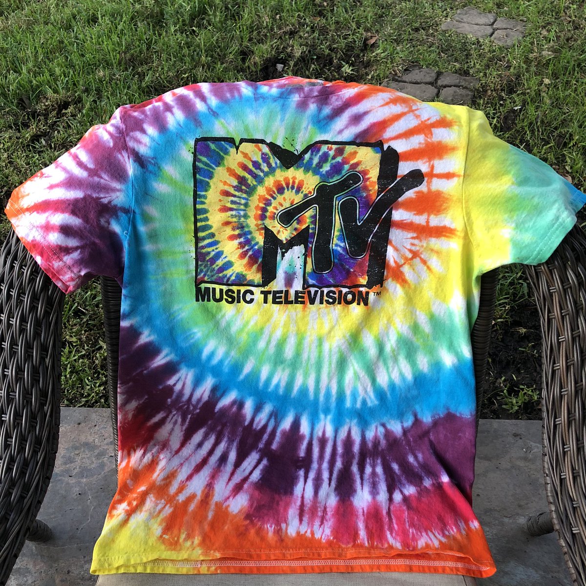 arex5198's tweet photo. Hey guys!! I have these rainbow tie dyed MTV shirts available for sale with sizes small-extra large!! I had a blast doing these 🤩 send me a message if you’re interested ✨ https://t.co/lWSUt4yQ17