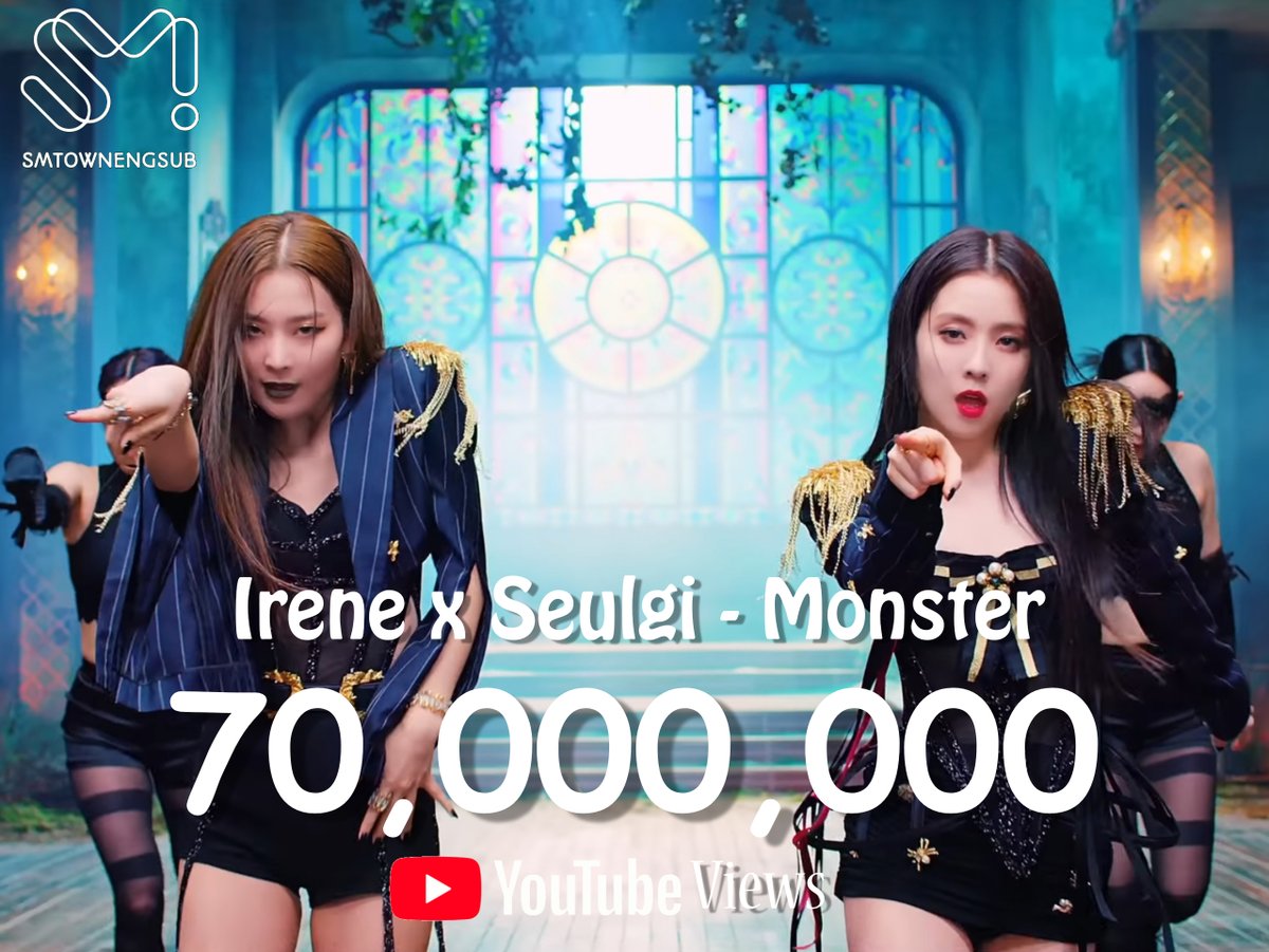 SMTownEngSub's tweet photo. .@RVsmtown Irene x Seulgi's "Monster" becomes the 3rd SM female sub-unit MV to hit 70,000,000 views on YouTube

#MAMAVOTE #redvelvet https://t.co/0KOqQzjN2F