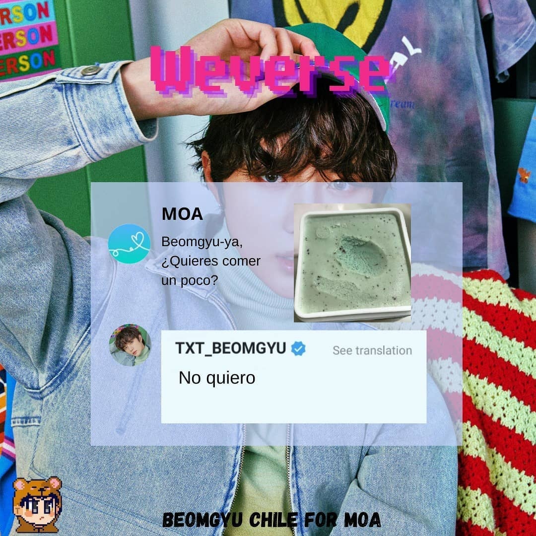 BeomGyuCL's tweet photo. [WEVERSE ☆ 20.11.07]

Interacciones entre Beom y Moa en Weverse 💜✨

#BEOMGYU #범규 #BlueHour_AR #TXT_BlueHour #minisode1 #BlueHour #투모로우바이투게더 

Cr. Weverse 
[Beomgyu Chile 🌪️] https://t.co/AgOUOM8Ne3