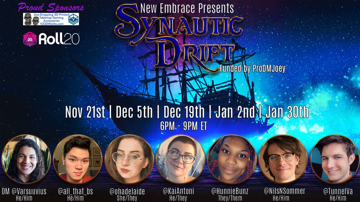 Proud to announce the official launch of New Age Fantasy Roleplay

Join us on our voyage into a more diverse showcase!

GM @Varsuuvius is setting sail into this homebrew world with a hand chosen cast from our affiliates! Proudly sponsored by <a href="/roll20app/">Roll20</a> and V23DWorks.com