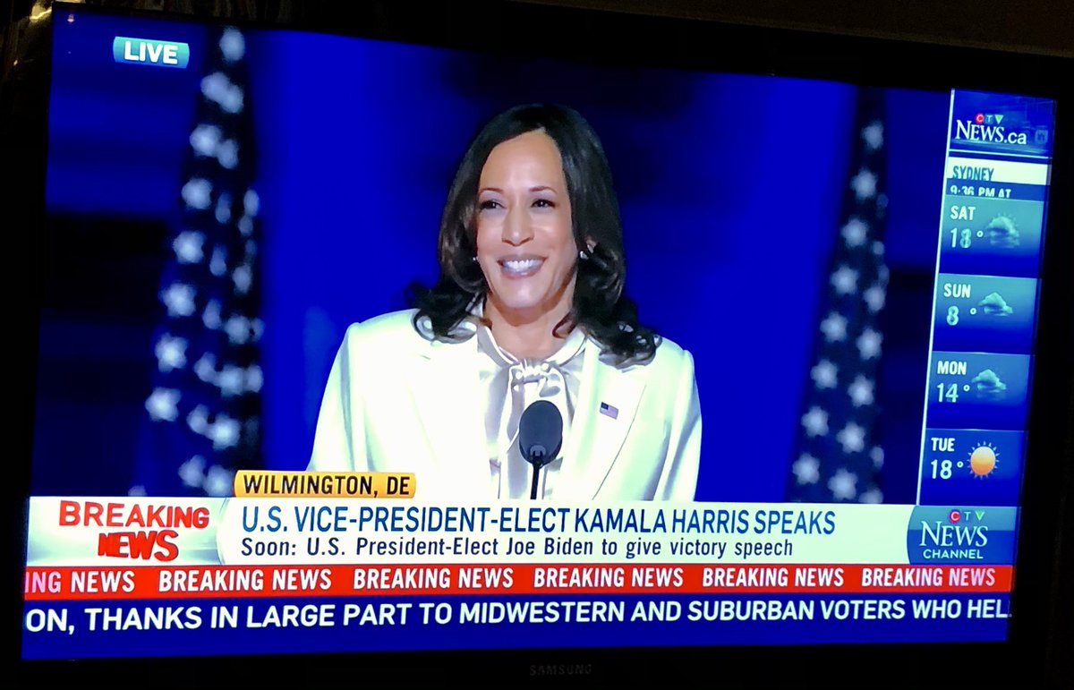 BrentToderian's tweet photo. That is one very cool, very smart, VERY inspiring Vice President-Elect. #KamalaHarris #KamalaHarrisVP #BidenHarris2020 https://t.co/EQiRYIm0gi
