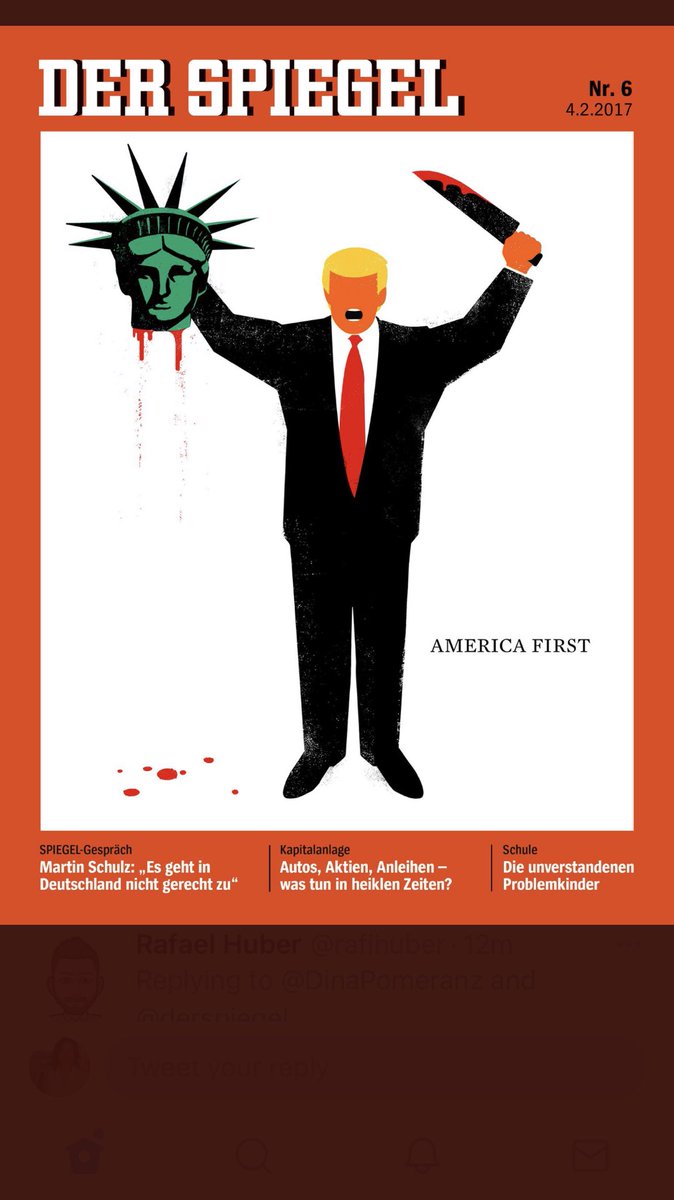 TheresaAFallon's tweet photo. German Der Spiegel’s take on outcome of #USElection2020 on right below.
Trump cover from 2017. https://t.co/qTkCXVx7CK
