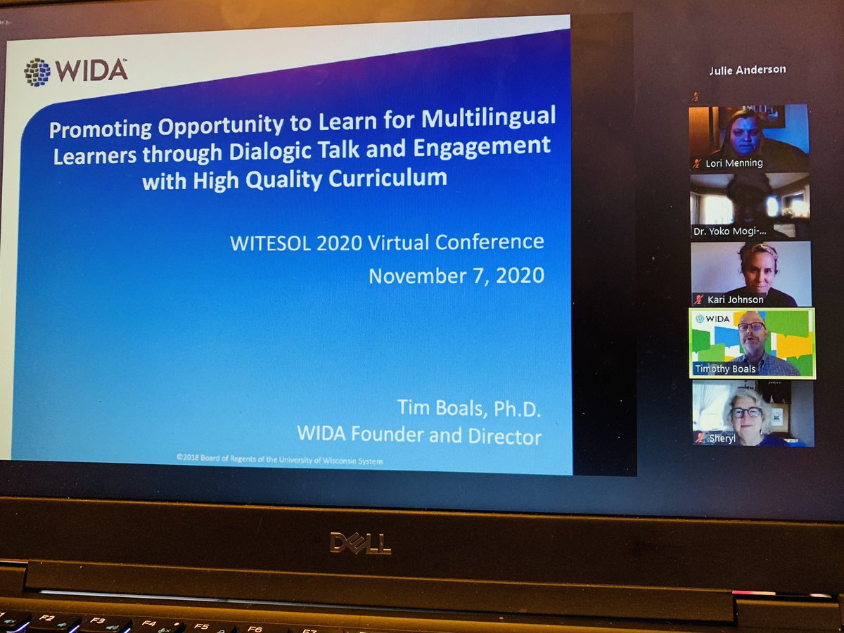 lorilynnmenning's tweet photo. The 2020 WITESOL Conference will conclude today with the closing plenary by Dr. Tim Boals, WIDA Founder and Director as well as long time partner of WITESOL. It’s a pleasure to be the moderator for this session. #WITESOL #WIDA https://t.co/Jawo7ciSrg