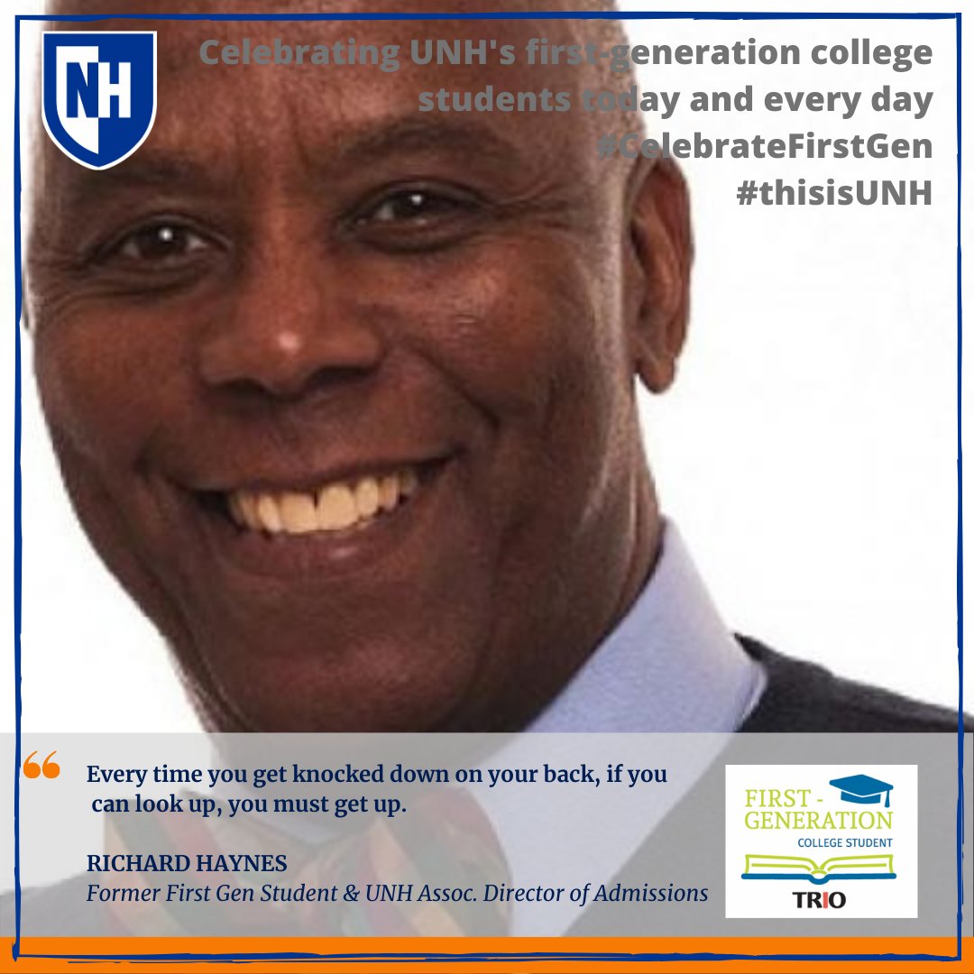 CFARUNH's tweet photo. Meet Richard Haynes, UNH Associate Director of Admissions and former first gen student! #CelebrateFirstGen #thisisUNH #TRIOworks https://t.co/F2JNMpoQ8e
