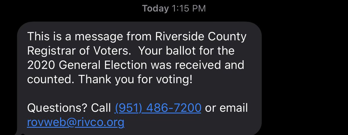RealErinCruz's tweet image. It is 1:15pm on 11/7/2020 and I just received confirmation my ballot was accepted and processed....... 11/7!

#EveryVoteCounts #NotConceding #processmatters