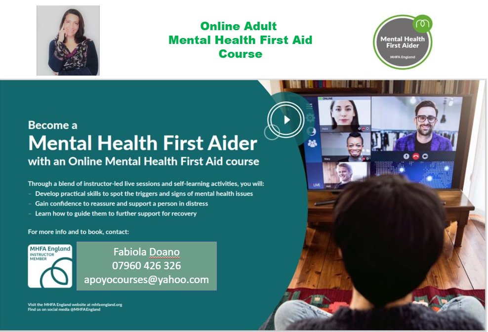 apoyocourses's tweet photo. Being a mental health first aider is really rewarding - it’s great to know you can help people.  I run online Mental Health First Aid courses. The course is made up of both individual learning activities and a series of live sessions. 

Let's start this learning journey! https://t.co/AvZL7NFXB0