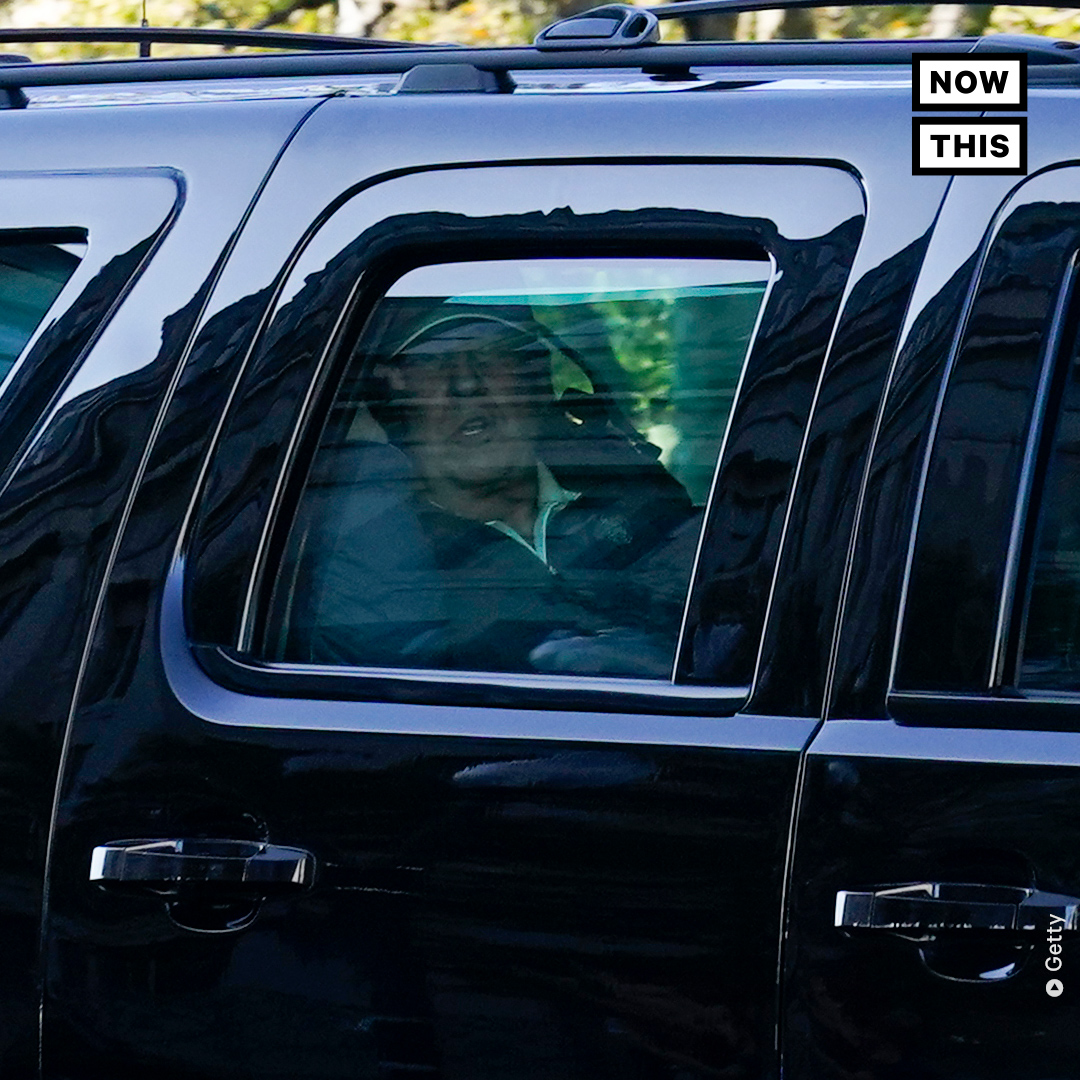 nowthisimpact's tweet image. Photographers captured Pres. Trump as he returned to the White House from his golf resort on Saturday, met by sprawling crowds celebrating his election defeat and flipping off his motorcade