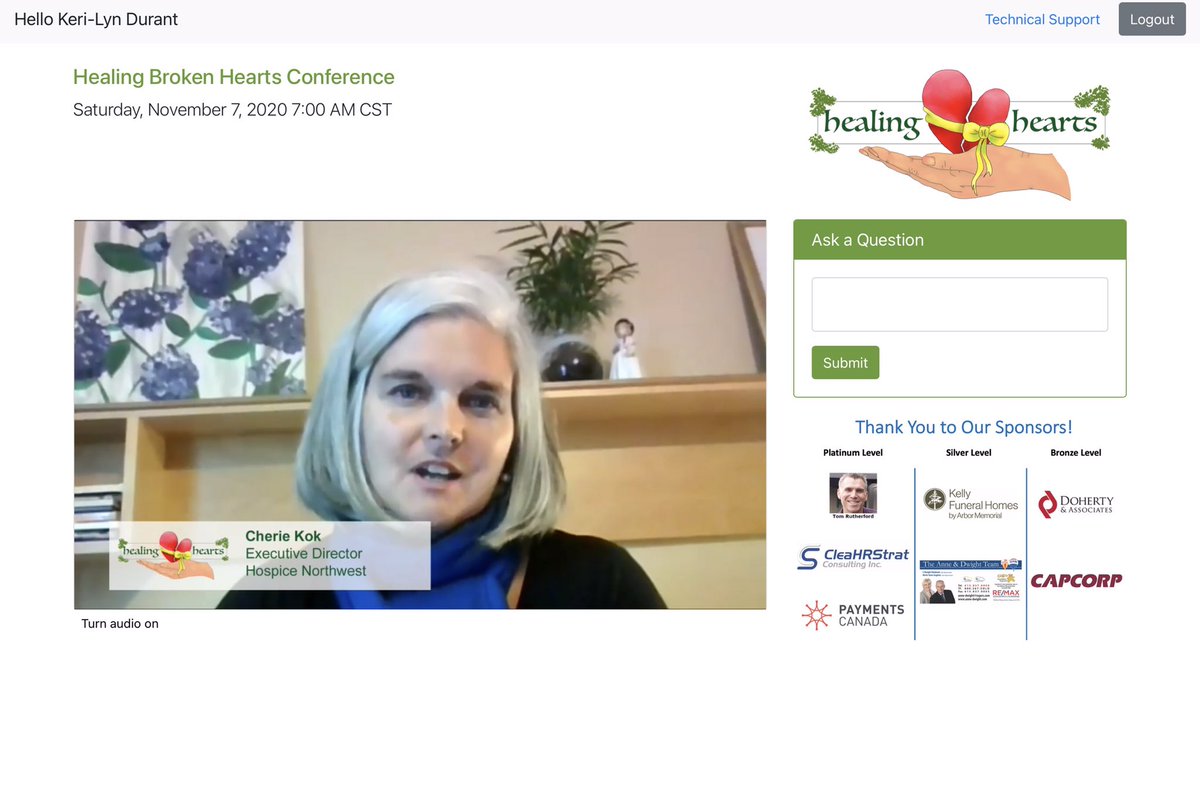 Kezzfrog's tweet photo. Our wonderful ED Cherie Kok @HospiceTBay sharing her grief experiences at #healingbrokenhearts virtual conference. 
Stories matter ❤️ https://t.co/VMhrS3XEe2