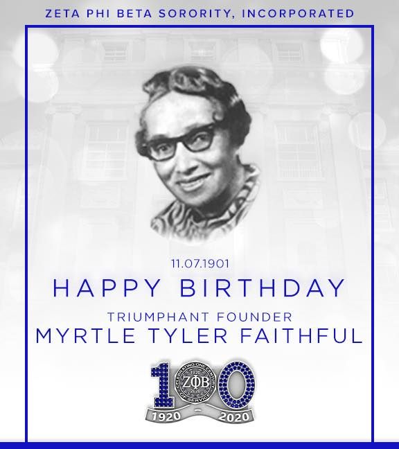 ZetasInEngland's tweet photo. Happy Birthday Triumphant Founder Myrtle Tyler Faithful! #zetaphibeta #zphib #zphib1920 https://t.co/k0LIk4KGnw