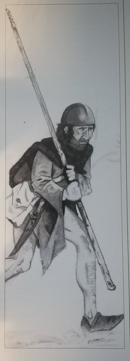 The cearnach was not your target and broadsword swinging Highland warrior of the popular imagination. He was lightly and poorly equipped. A helmet maybe, a shirt and plaid, a spear or Lochaber axe and a short sword or dirk