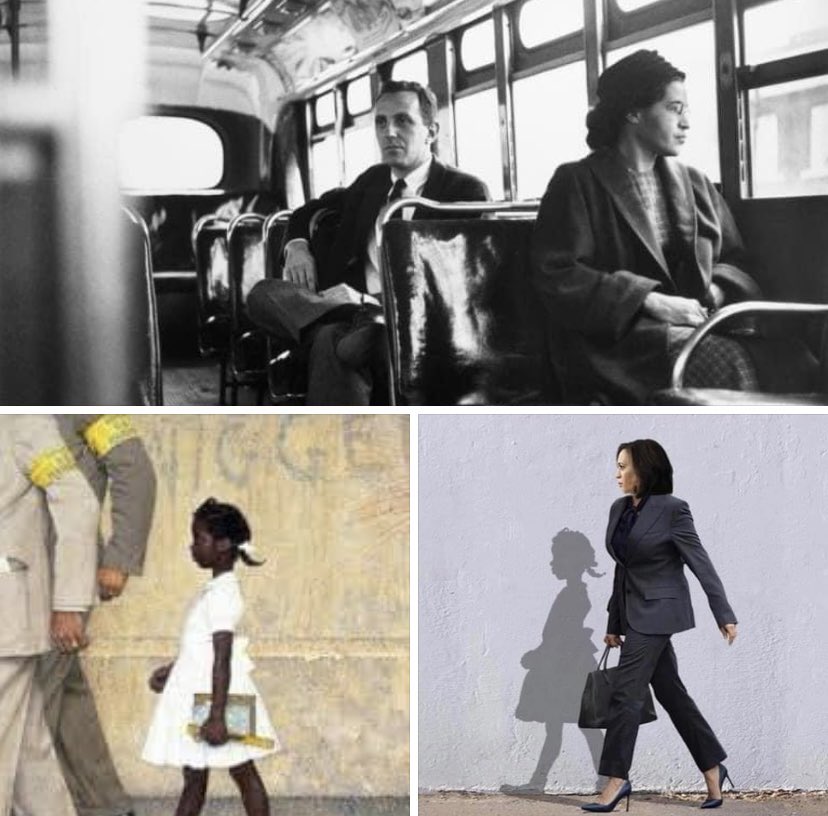 Rosa sat, so Ruby could walk, so Kamala could run.  
#rosa #ruby #kamala
#sit #walk #run 

Third image created by: m.facebook.com/goodtrubble