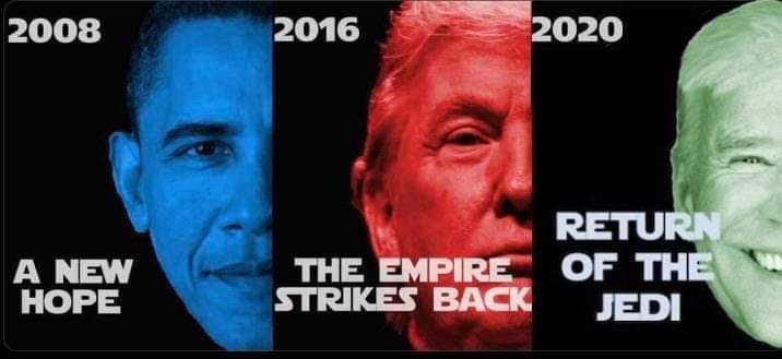 C4rlosC3rvera's tweet photo. Los memes de las #Elecciones2020
Están a la orden del día y este es uno de los mejores.
#StarWars
@JoeBiden
@realDonaldTrump https://t.co/eaOUoYkj3l