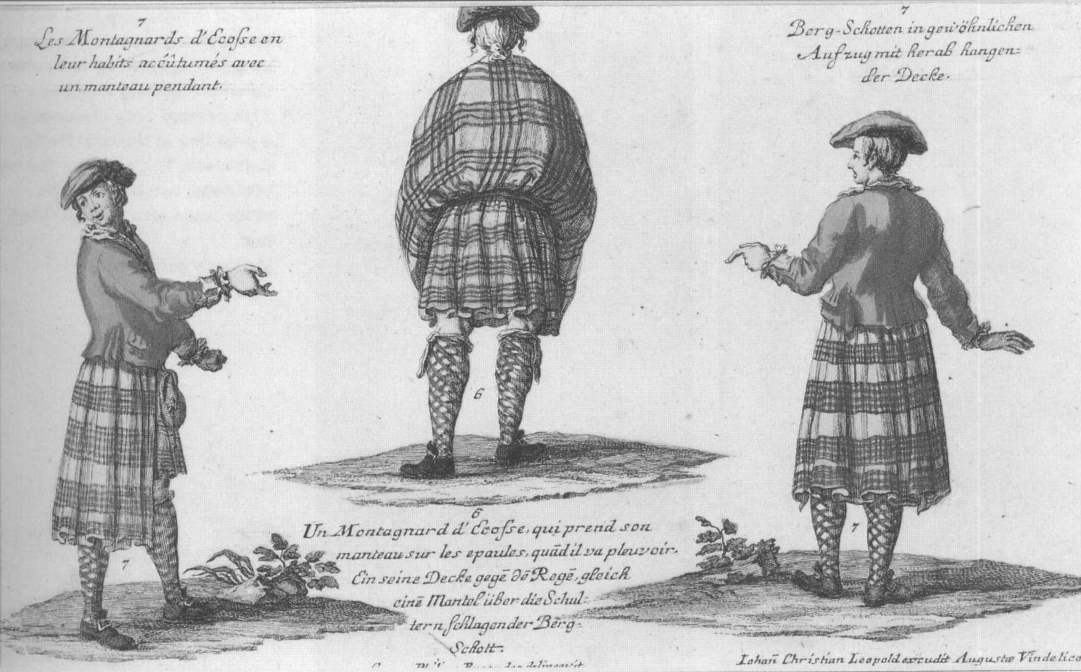 A short coat was favoured, most likely wool, and woollen or linen shirts would have been worn under it. The plaid had by this time developed into an item of clothing that could be worn in a variety of ways with a large leather belt.