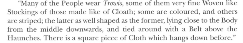 Martin Martin of Skye describes trews in 1703;