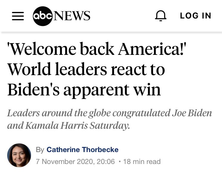 DocumentingYes's tweet image. “World leaders react...” #Election2020