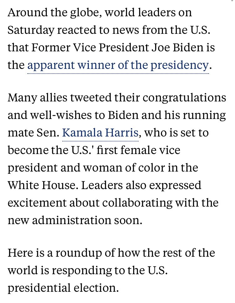 DocumentingYes's tweet image. “World leaders react...” #Election2020