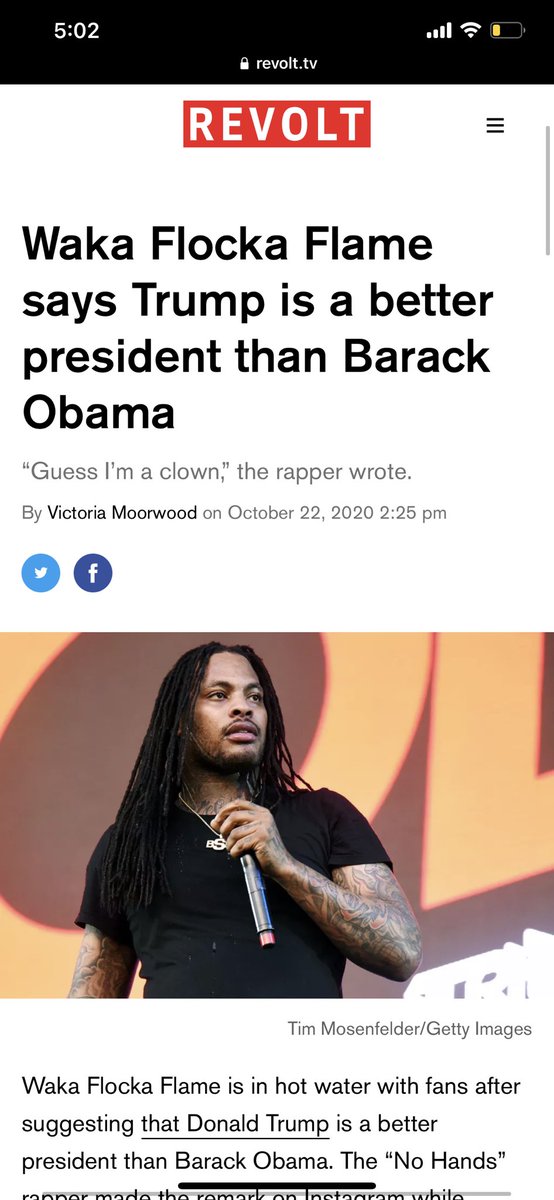 Waka Flocka pt. IIThis thread started as those who c00ned out during the protest however—I’m almost willing to bet that 95% if not ALL voted for 45 or C00nye!SN: His mama is also a 45 supporter.  https://www.google.com/amp/s/www.newsweek.com/rapper-waka-flocka-thinks-trump-better-obama-internet-losing-it-1541721%3famp=1