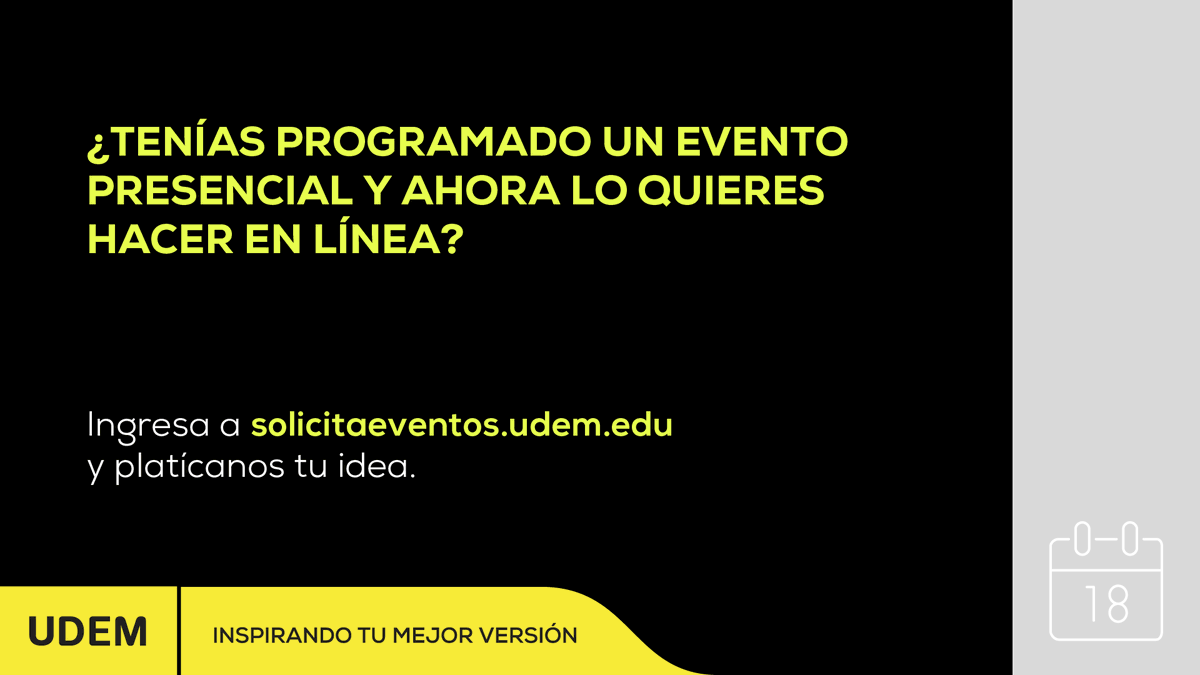 udem's tweet photo. ¡Podemos apoyarte a organizar tus eventos! 🙌🏼 Compártenos tu idea 💛👇🏼
https://t.co/UpS7i3CIaP
#InspirandoTuMejorVersión https://t.co/E68g4CCCOQ