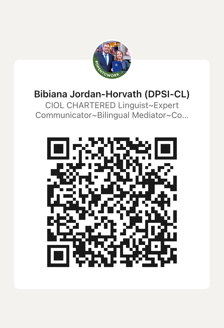 ConsultSlovak's tweet photo. #linkedin QR code. Services & collaboration in fields #coaching #mediation #education #socialwork #publicservice #translation #interpreting #publicspeaking #workingwithminorities #slovaklanguage #eflteaching #voiceivers #Romacultures #education #communityconflict #mentoring #pr https://t.co/ivuZ7x5vYe