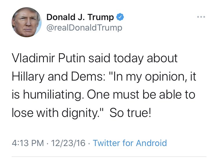 <a href="/realDonaldTrump/">Donald J. Trump</a> "One must be able to lose with dignity" its easy to see why Trumpets are so hypocritical when their cult leader is.