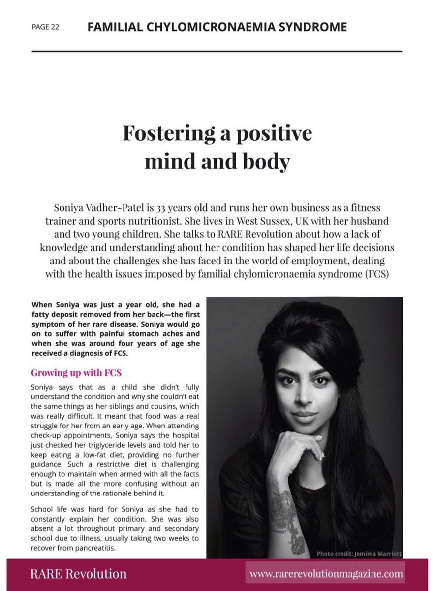 SoniyaFit's tweet photo. I feel incredibly honoured to have a 5 page spread in this month’s issue on my experience living with FCS as well as being on the front cover of this spotlight edition 🤍 #rarerevolutionmagazine #frontcover #raredisease #fcsawarenessday https://t.co/ky8w3B17If
