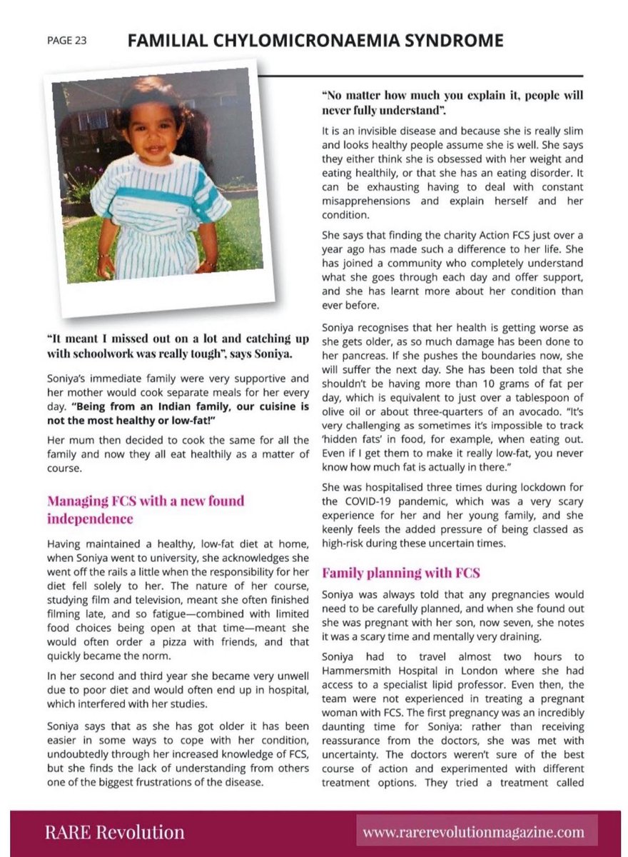 SoniyaFit's tweet photo. I feel incredibly honoured to have a 5 page spread in this month’s issue on my experience living with FCS as well as being on the front cover of this spotlight edition 🤍 #rarerevolutionmagazine #frontcover #raredisease #fcsawarenessday https://t.co/ky8w3B17If