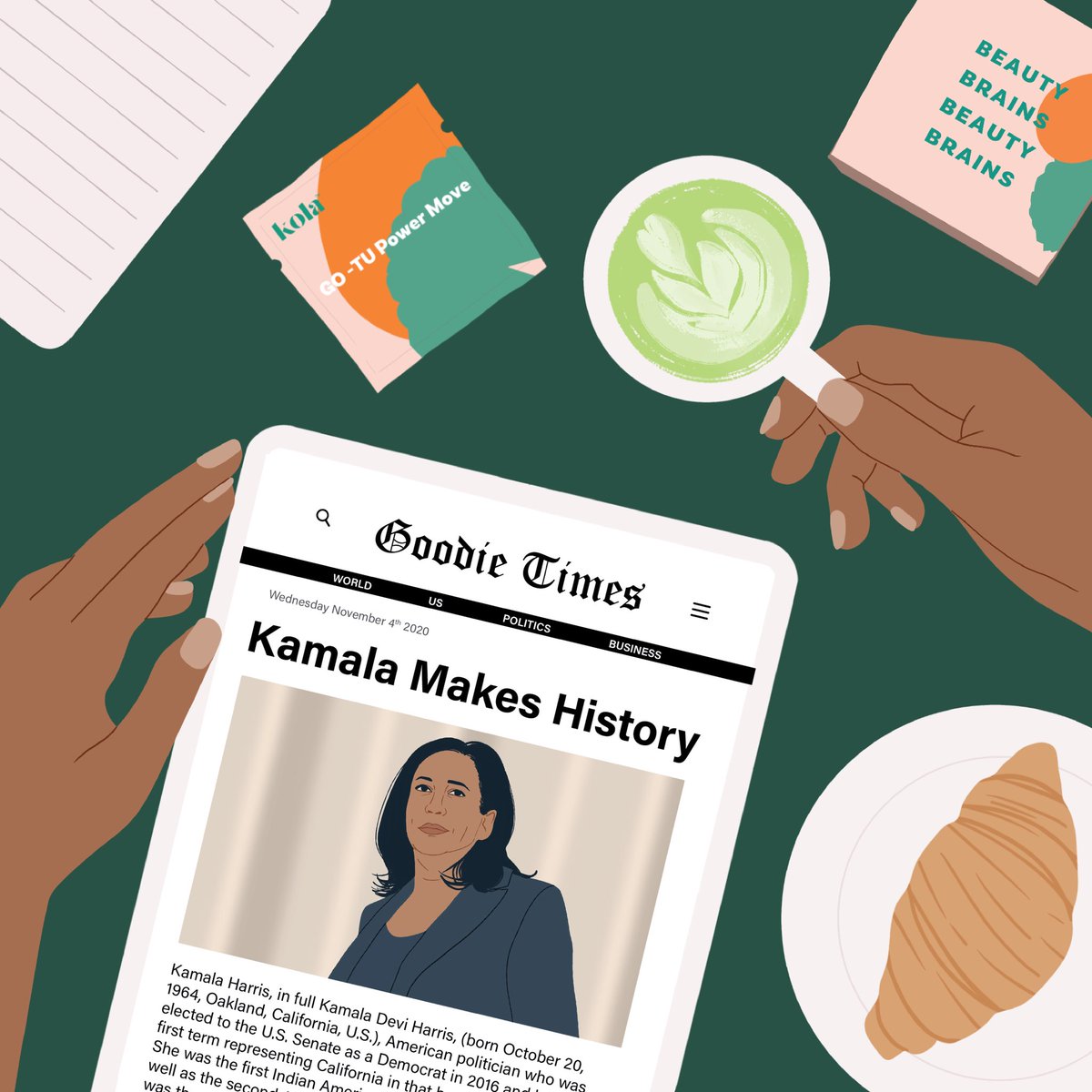 We got the date wrong but we got the headline right, hello madam Vice President #KamalaHarris <a href="/KolaGoodies/">Kola Goodies</a>