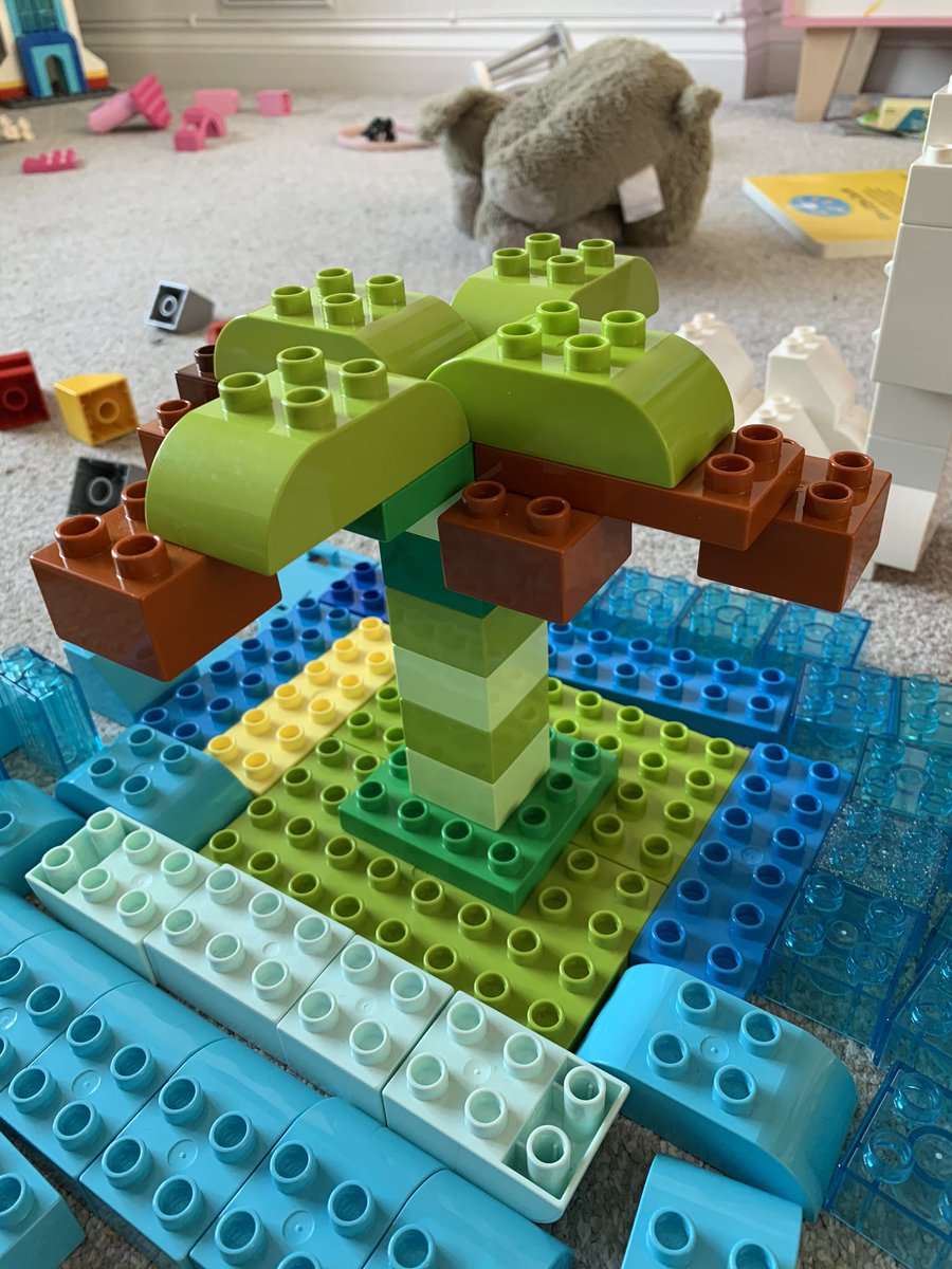 LegoDadLabassi's tweet photo. It been a Lego Lockdown day with my little one, we built a colourful Duplo forest and a desert island with a solitary coconut tree ��� https://t.co/baBoeZQBBj