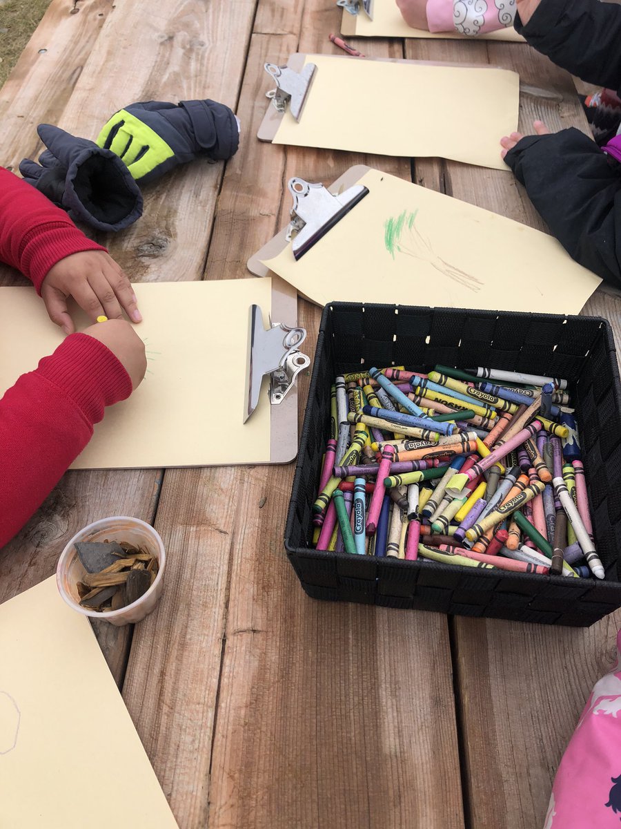 forestkinders's tweet photo. Finally back outside for Forest Fridays! Nature sundaes, drawing what we see and climbing « rocks ». https://t.co/yAUHUQP4ls