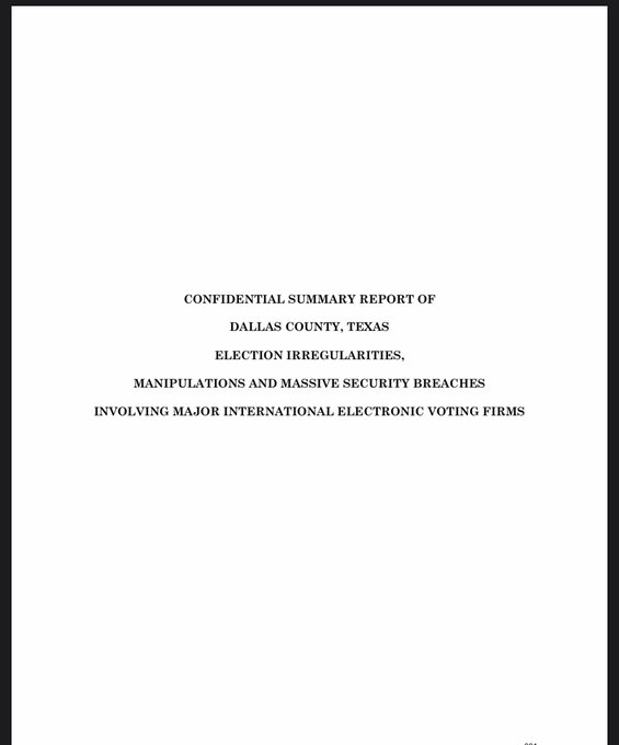 Lets start with Dallas County Texas 2018. Pretty much what is happening right now, happened to them. And there are receipts. Coming up!The FBI and Texas AG refused to do anything and Mitch McConnel didn't do anything either. Otherwise we would not be here today.