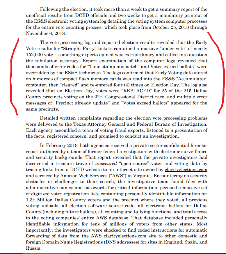 Expert examination of the computer logs revealed thatthousands of error codes for “Time stamp mismatch” and Votes exceed ballots” were overridden by the ES&S technician. ETC.. Read the rest here 