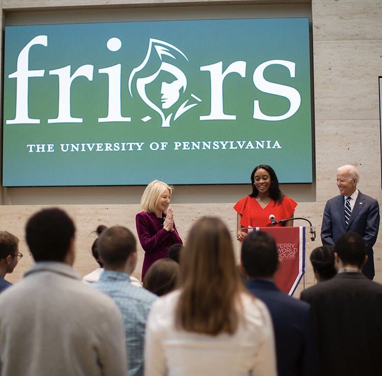 PennWBB's tweet photo. A future president meeting Joe Biden!  

📸: 2018

Congratulations to former Presidential Professor of Practice, Joe Biden and Kamala Harris, the President and VP Elect of the United States

🇺🇸 💯 https://t.co/6gcpUmYgyI