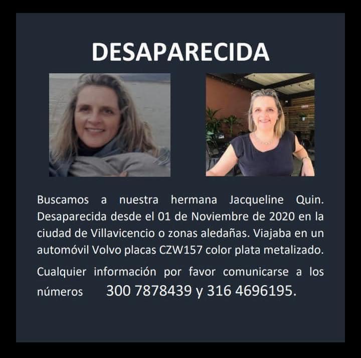 mabelgasca's tweet photo. AUXILIO 🚨 ACLARACIÓN 

Jacqueline Quin desapareció el pasado 1 de noviembre de 2020 en la ciudad de Villavicencio 

RT    RT    RT https://t.co/3IcckJSJC9