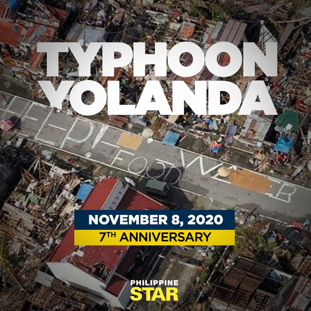 PhilippineStar's tweet photo. This day in 2013, Super Typhoon Yolanda, known throughout the world as Typhoon Haiyan, made landfall in the Philippines. 

It left parts of the country devastated and at least 6,000 individuals dead. https://t.co/nIA7TK2iqh