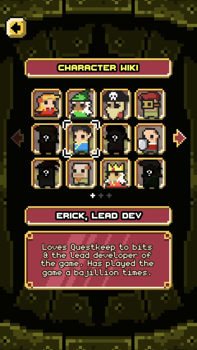 kuyimobile's tweet photo. Almost forgot to share my #screenshotsaturday! Having a Wiki page for #Questkeep was my li’l one’s idea—I’m really glad we kept it! #indie #indiedev #gamedev #IndieGameDev #indiegame https://t.co/EynQxbTg26