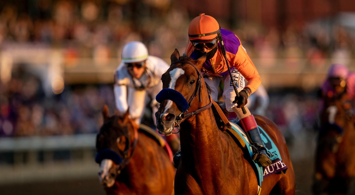 BreedersCup's tweet photo. Authentic owned by @spendthriftfarm, @MyRacehorse,  Madaket Stables and Starlight Racing’s went to the front out of the gate and never trailed. Now a three-time Grade 1 winner, the victory worth $3,300,000 boosted Authentic’s earnings to $6,371,200 with a record of 8-6-2-0. https://t.co/3gGsDNJfEf