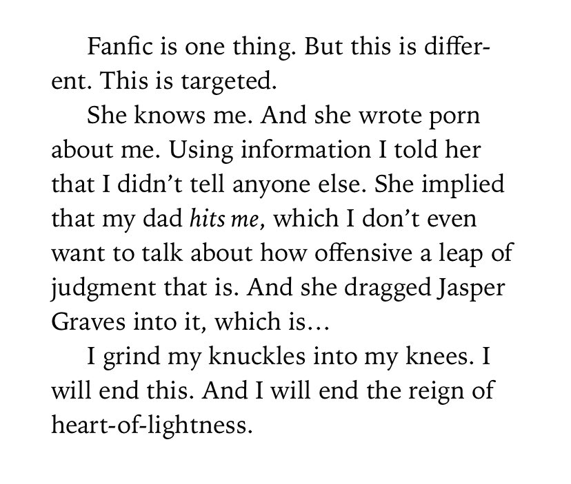 ok i took a lil break and am back at it now and i just. i cannot believe this book was written without a shred of irony. like he is rightfully disgusted and upset by this total violation and we’re clearly as readers supposed to think he’s being ridiculous??? unreal