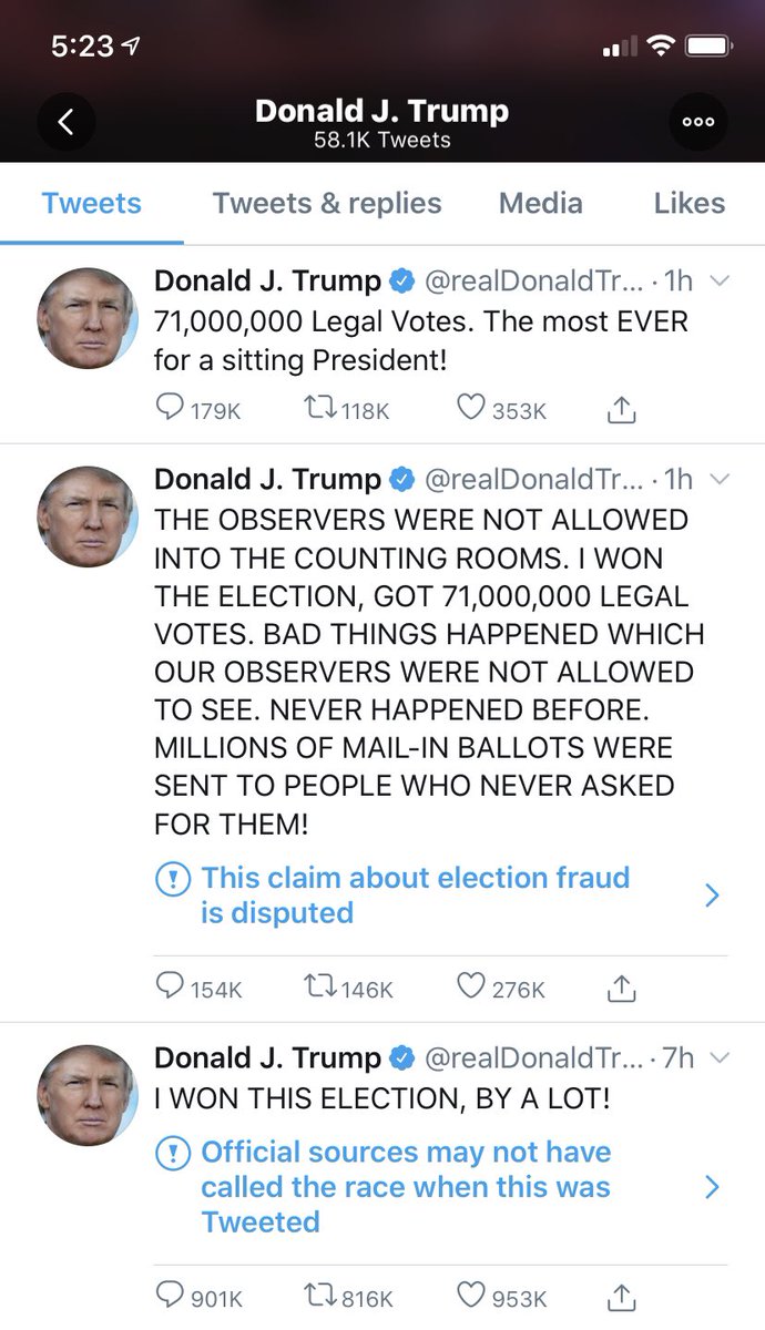 findingautism's tweet photo. All opinions aside, everyone be aware that the things that the president is currently saying have no backing! Twitter is flagging these tweets for a reason! Please turn on the news, read some articles, use your brains and be aware. https://t.co/W23kAl7sxL