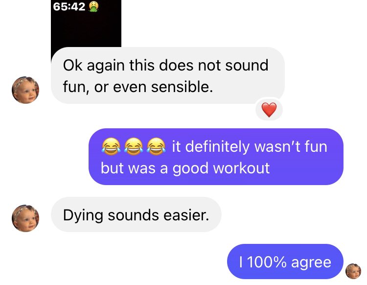 CampbellMyers_'s tweet photo. shelby’s aunt’s evaluation of the workout i did today. i think we are on the same page. #crossfit #capoot #herowod https://t.co/Lm2tUut6lt