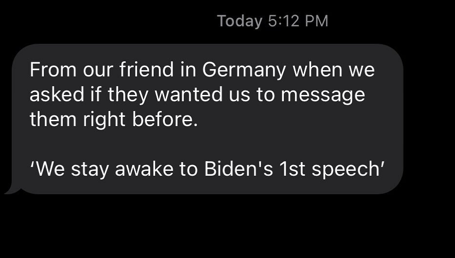 geoffryken's tweet image. My parents have some friends in Germany who asked when Biden’s acceptance speech is. My parents offered to message them to wake them up. This is their response. #welcomebackamerica instagr.am/p/CHTsmZDBB-K/