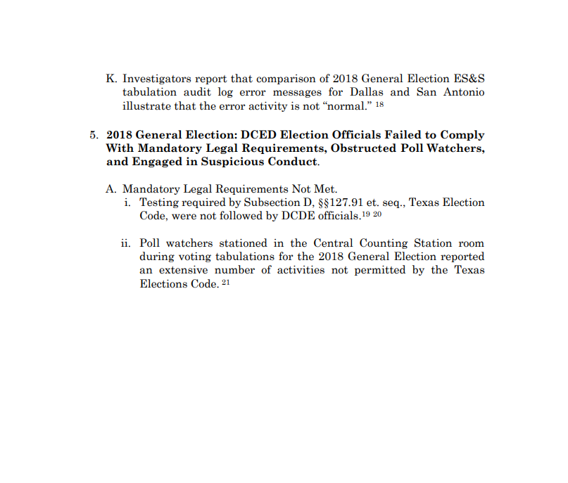 Documented Election Computer Logs Detail Extensive Anomalies and Skewed Results Raising Serious Questions of Vote Manipulation in Dallas County 2018 General Election. Also, they obstructed Poll Watchers, and Engaged in Suspicious Conduct. Sound familiar?Read here:
