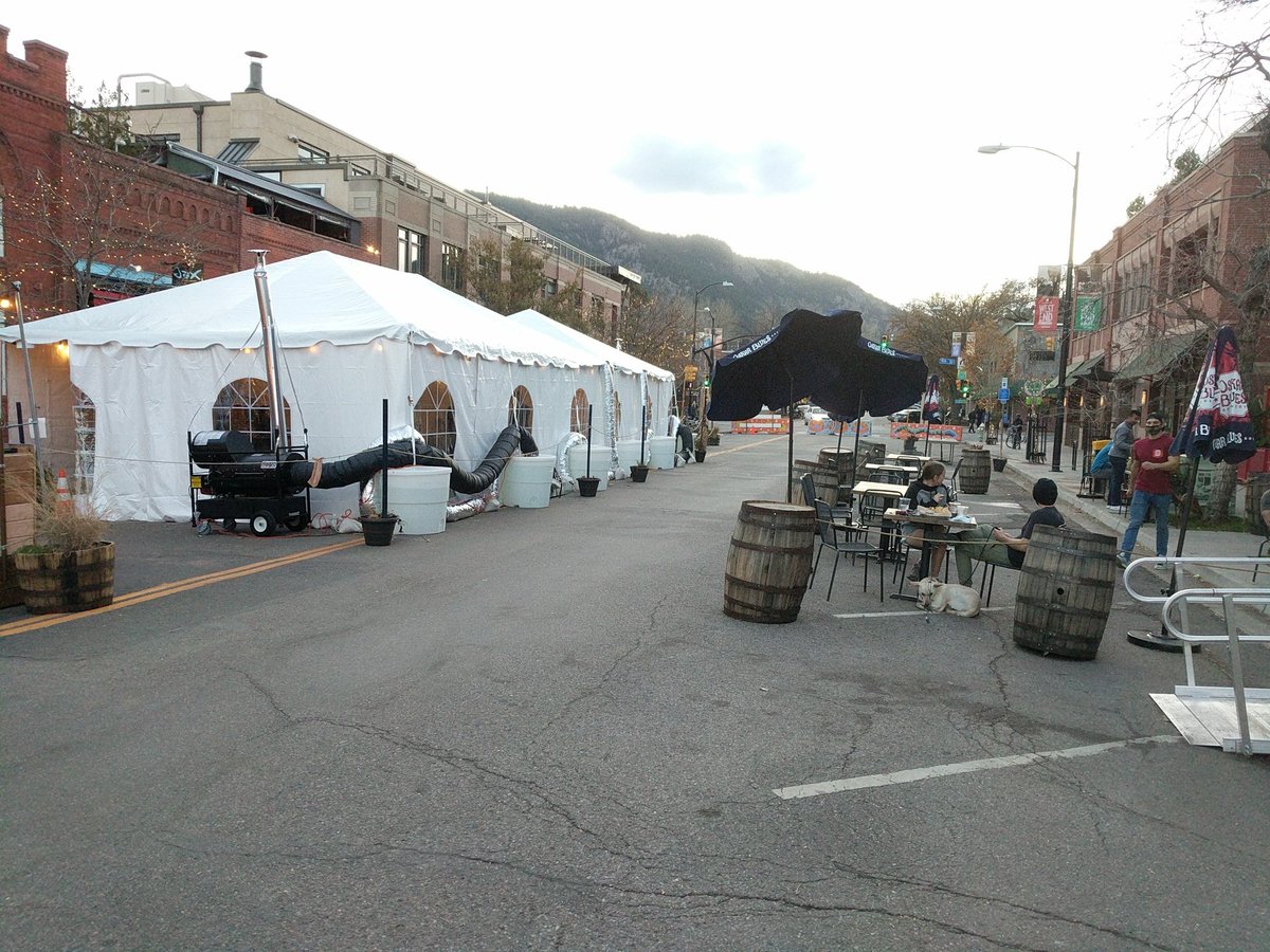 On the right: how to do restaurants outdoors.

 On the left: how to turn outdoors into indoors and have almost the same risk