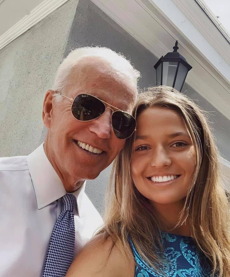 Caleigh's tweet image. I got my wisdom teeth out two days before @JoeBiden came to my house and he was kind enough to send 15 pints of ice cream to my house for my swollen face 💙 #bidenharis2020