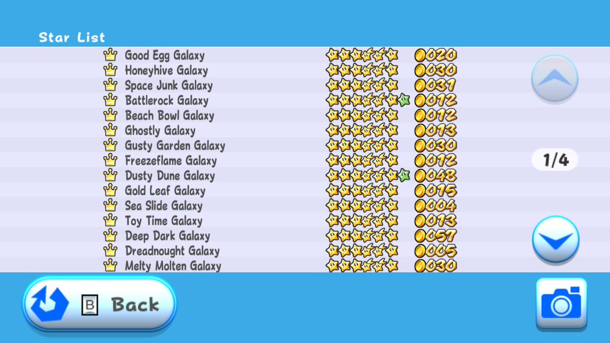 Mario Star Capture Super Mario Galaxy's screenshot icon on the Star List (left) has been ...